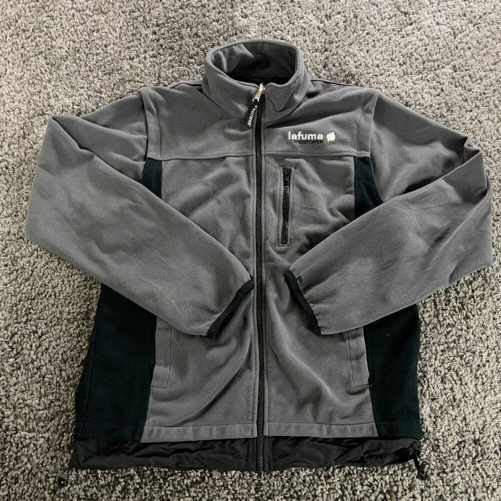 Lafuma Fleece Jacket Mens Medium Gray Black Full Zip Convertible to Vest